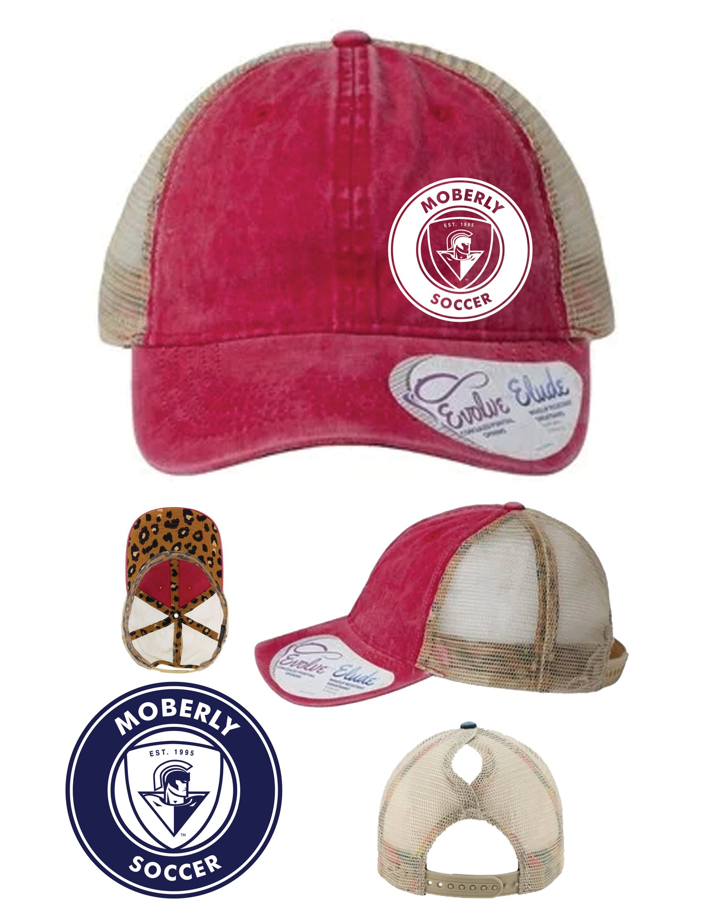 Women's Red Washed Mesh Back Cap