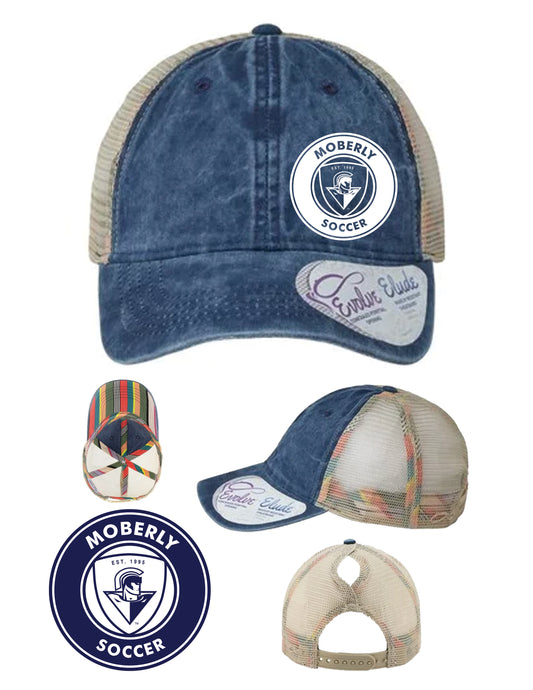 Women's Blue  Washed Mesh Back Cap